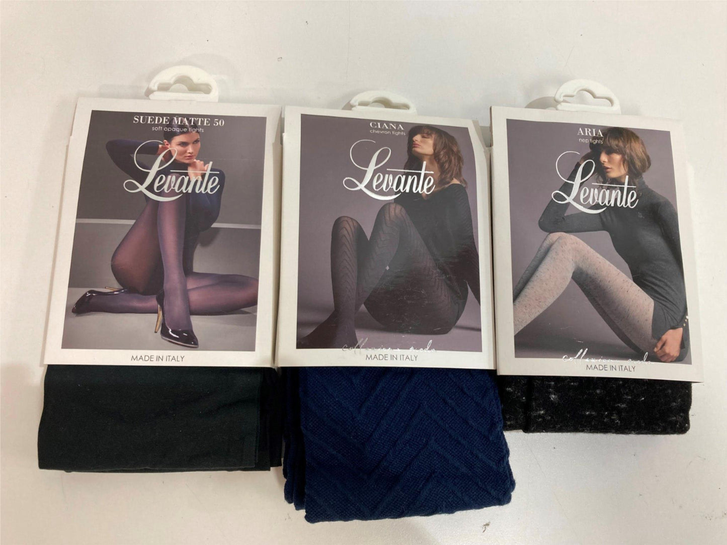 Levante Tights (3) Soft, Nep And Chevron Lights Licorice/Navy Sz M NEW