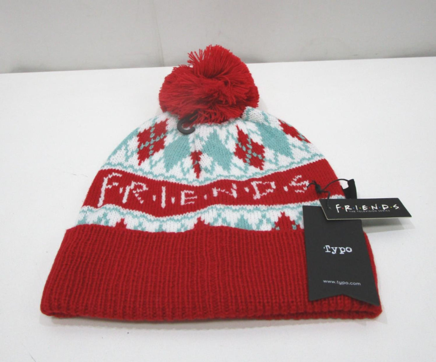 2 Pack Typo Red Tv "Friends" & Pink Christmas Knit Beanies NEW