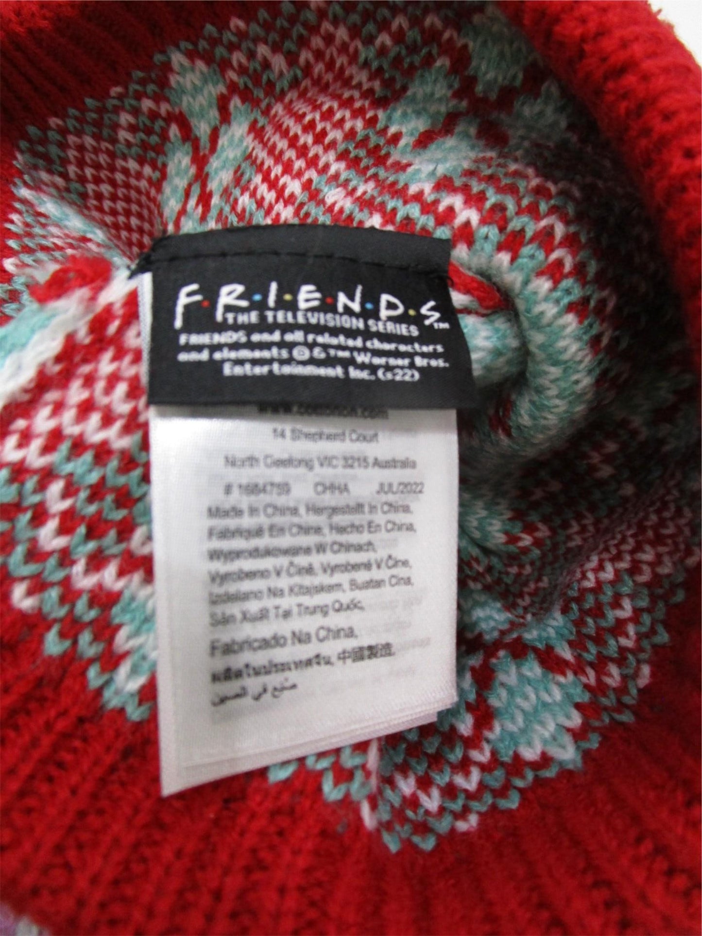 2 Pack Typo Red Tv "Friends" & Pink Christmas Knit Beanies NEW