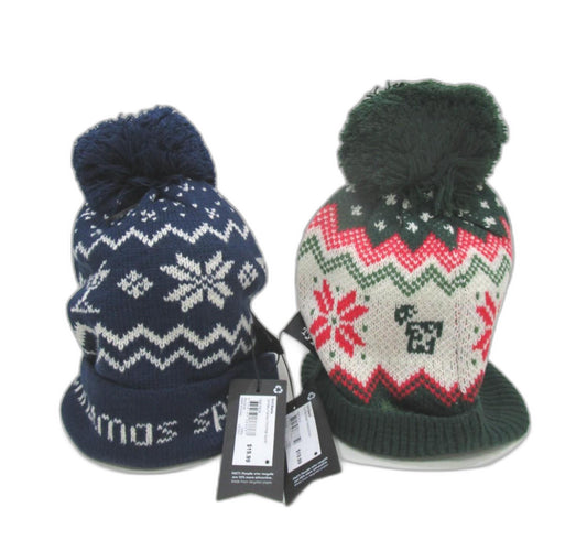 2 Pack Typo Green & Navy Blue Christmas Spirits Knit Beanies NEW