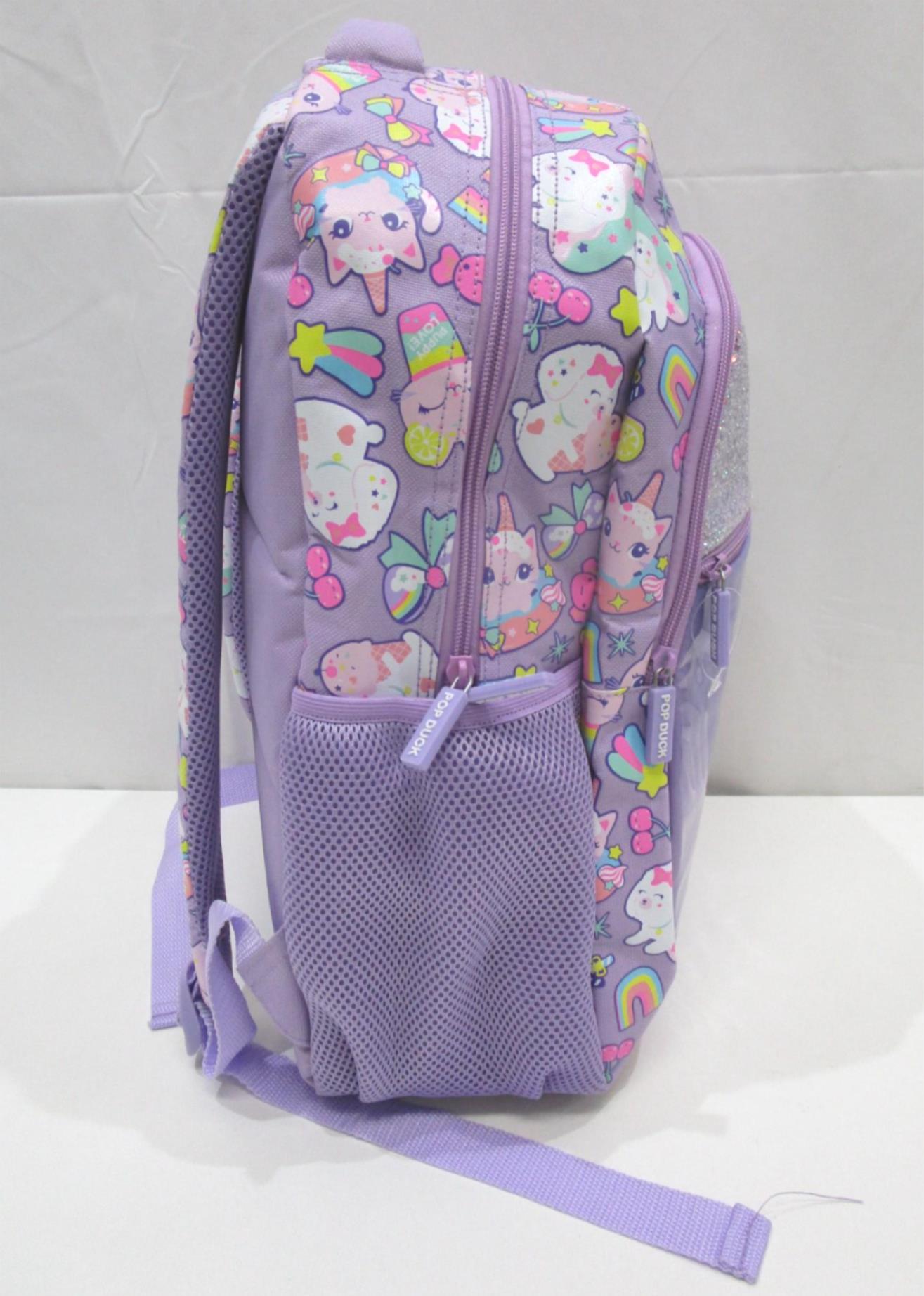 Pop Duck Sweet Pets 1 Front Pocket 2Side Holders 2Compartment Backpack NEW