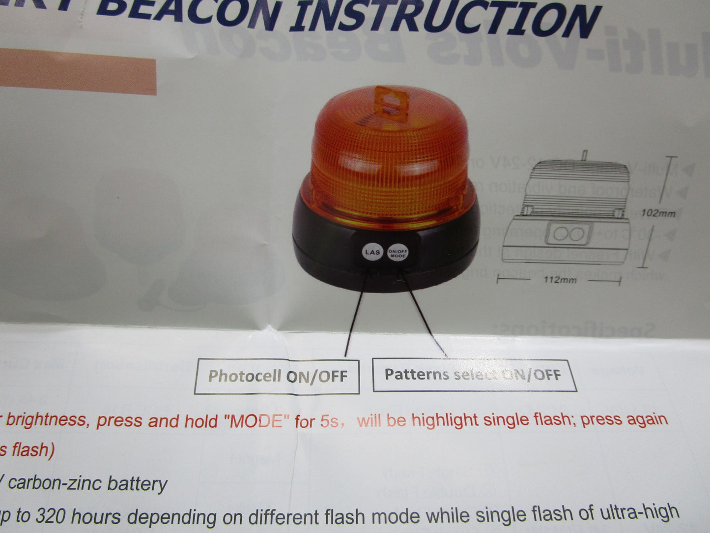 Multi-Voltage Waterproof And Vibration Resistant Design Super Beacon NEW