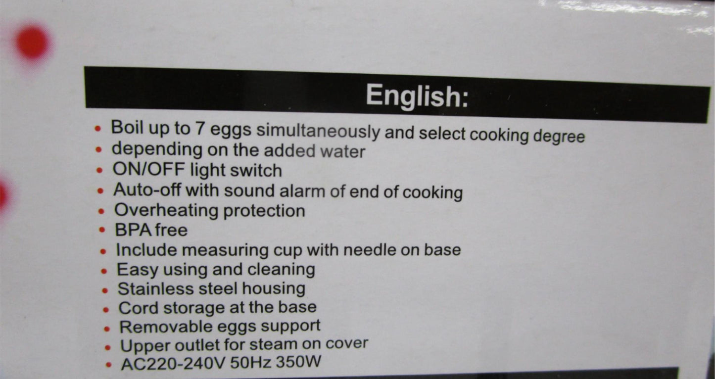 Sonifer Conveniently Cooks 7 Eggs Capacity Electric Steamer Cooker NEW