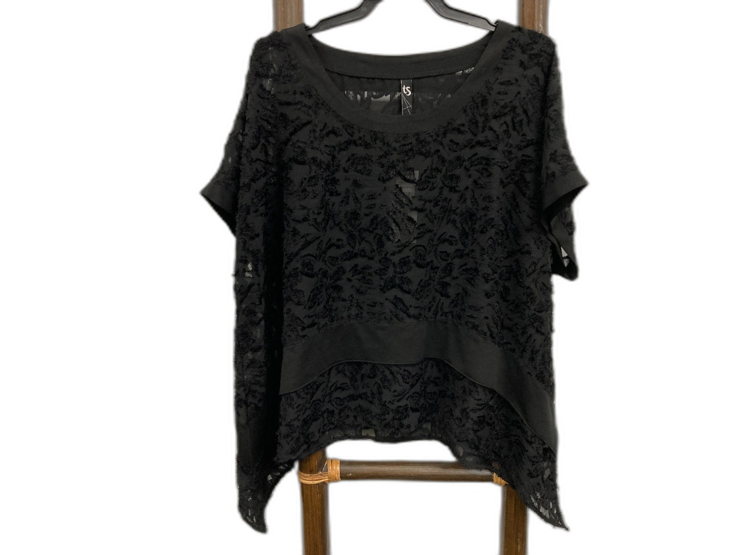 Ts Taking Shape Austere Top Patterned Black Ladies Sz S NEW