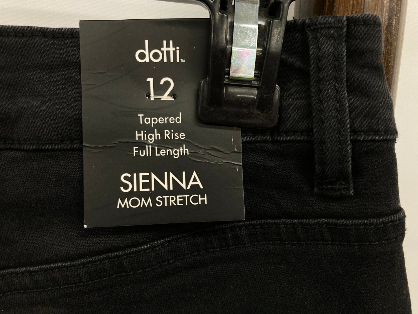 Dotti Sienna Mom Stretch Tapered High Rise Jeans Black Sz 12 NEW