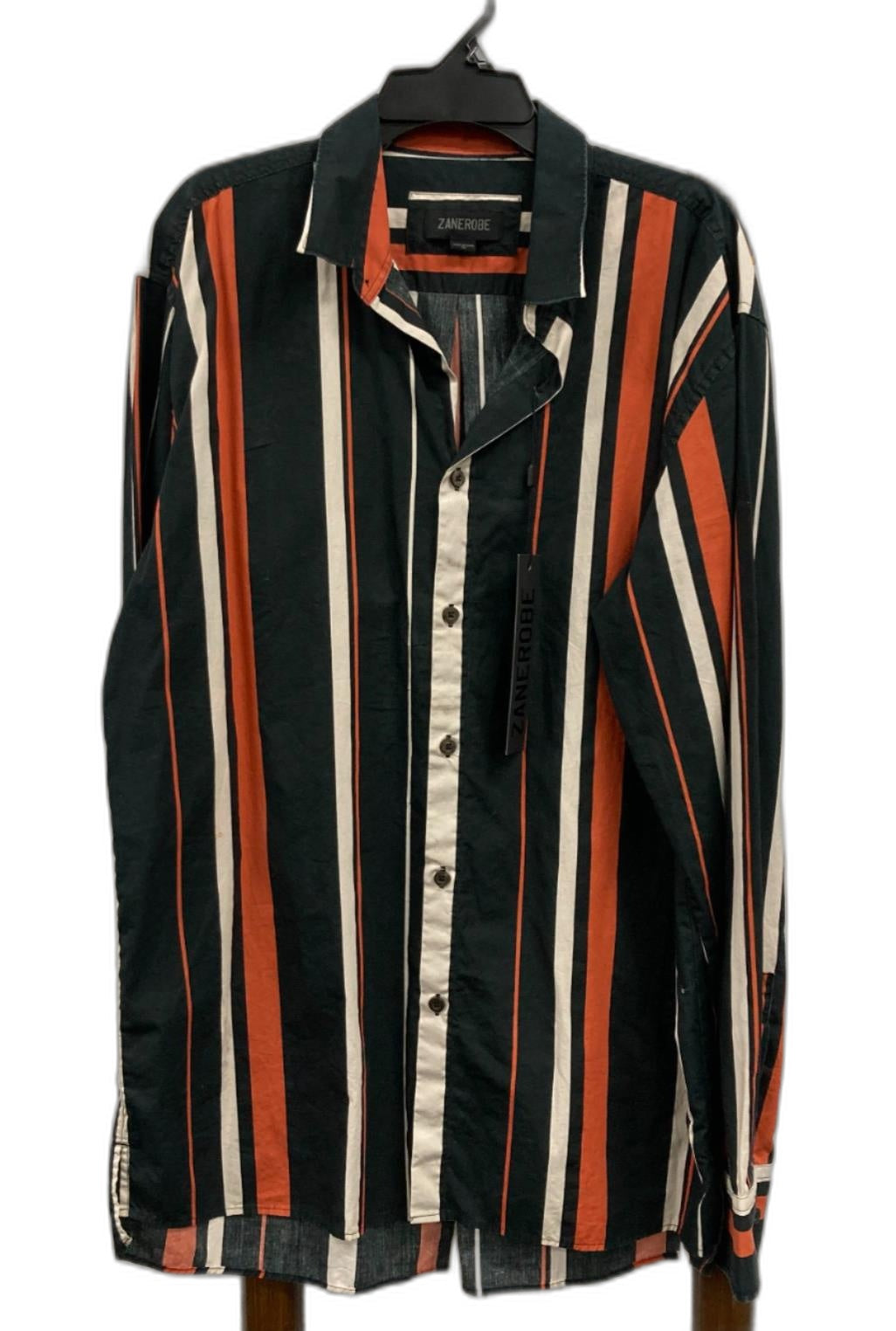 Zanerobe 301 Vertical Striped L/S Shirt Orange/Black Mens Sz M *Dirt NEW