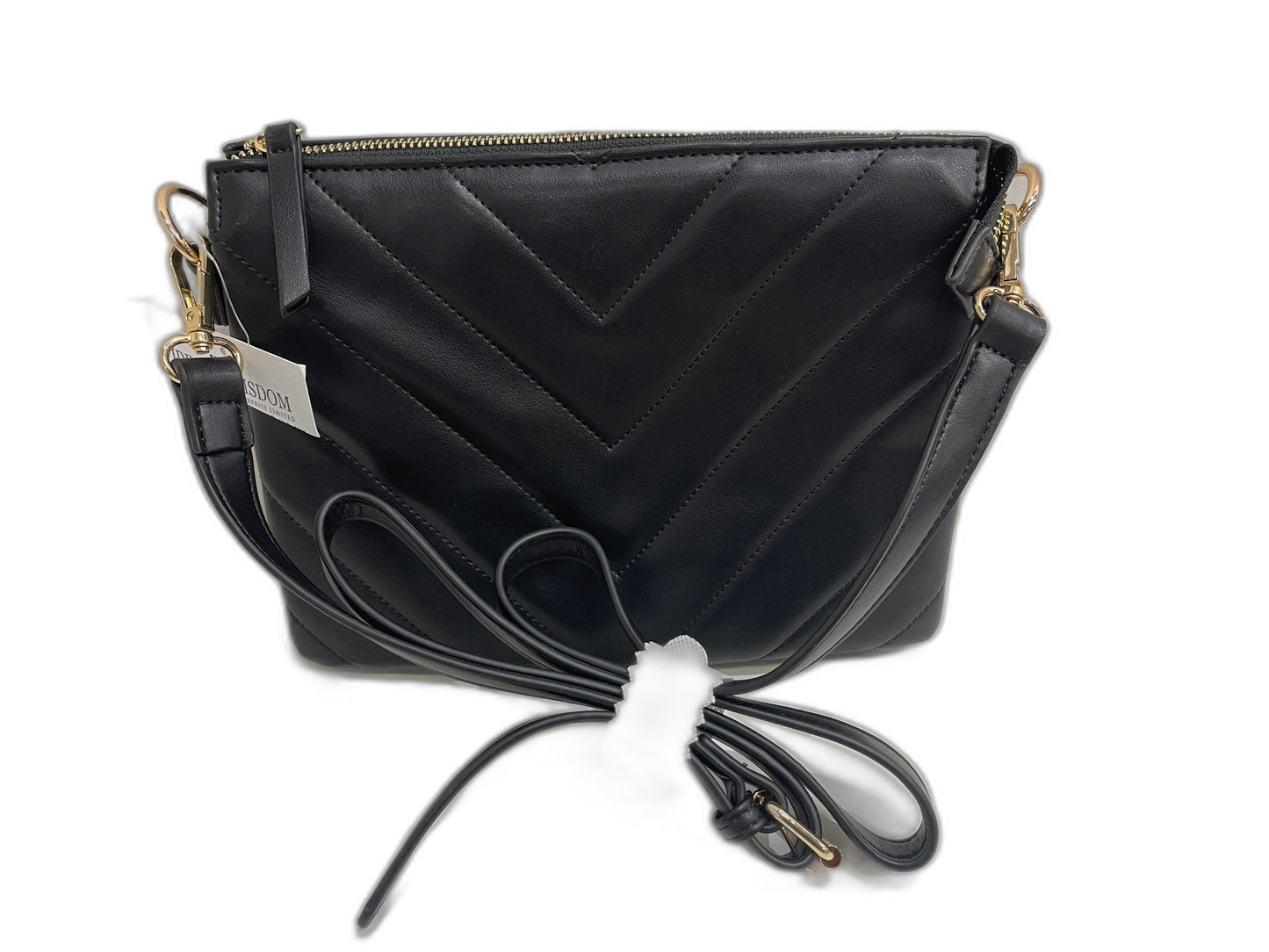 Target Black Faux Leather Cross Body Shoulder Bag W/ Gold Accents NEW