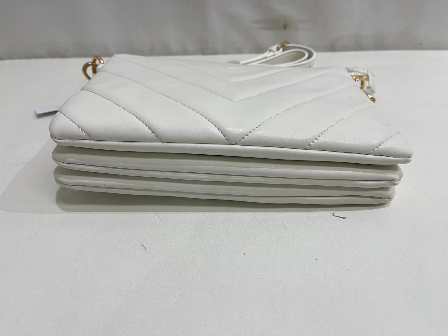 Target White Faux Leather Cross Body Shoulder Bag W/ Gold Accents NEW