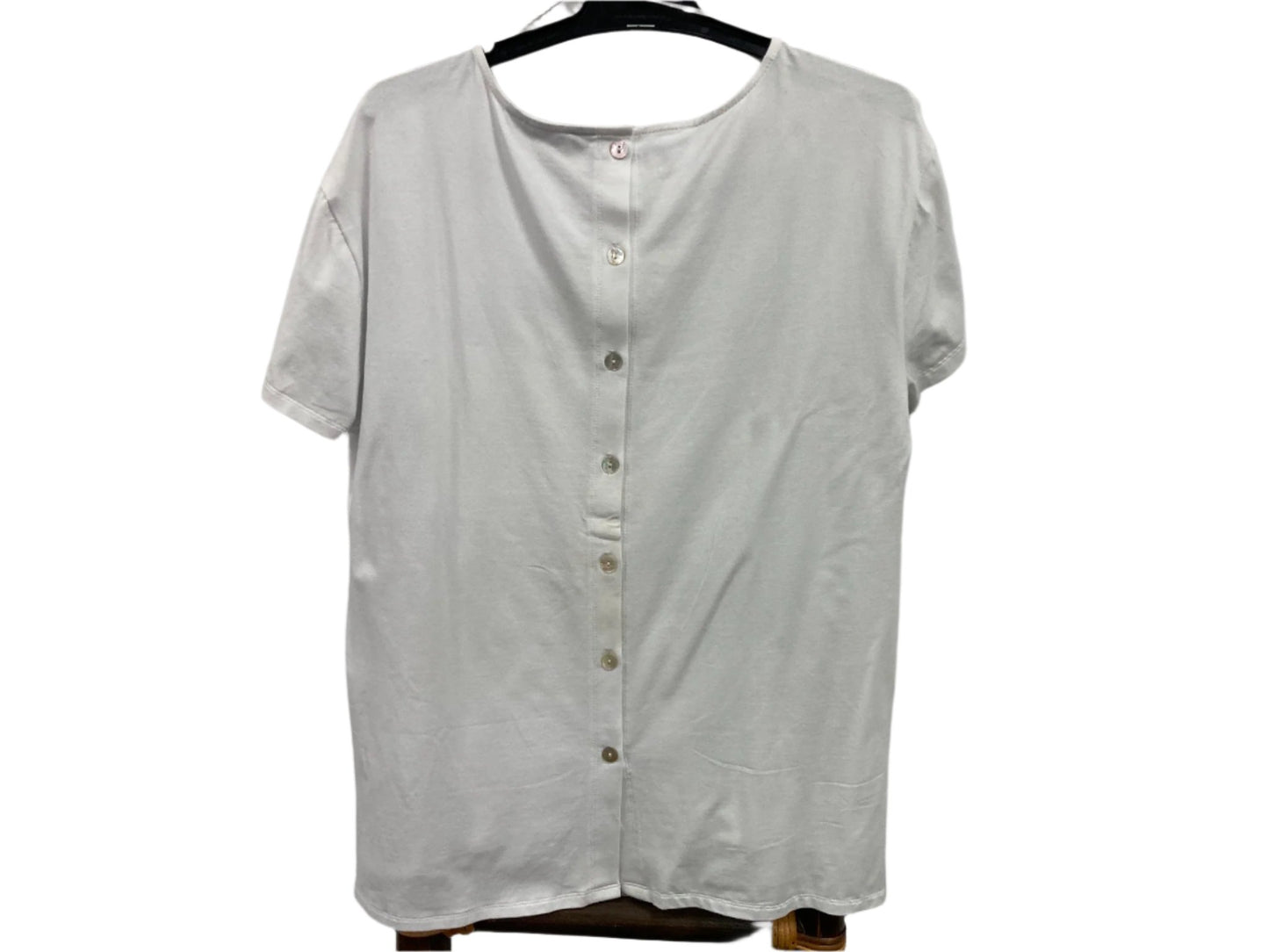 Marco Polo Back Button Up Linen Blouse White Ladies Sz 10 NEW