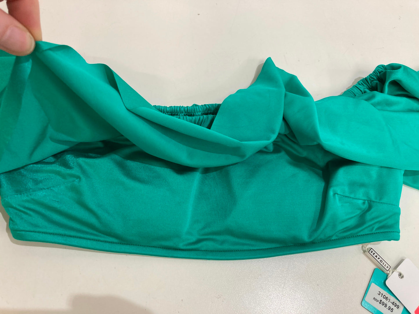 Seafolly Shine On Cold Shoulder Bandeau Bikini Ladies Green Size 12 NEW