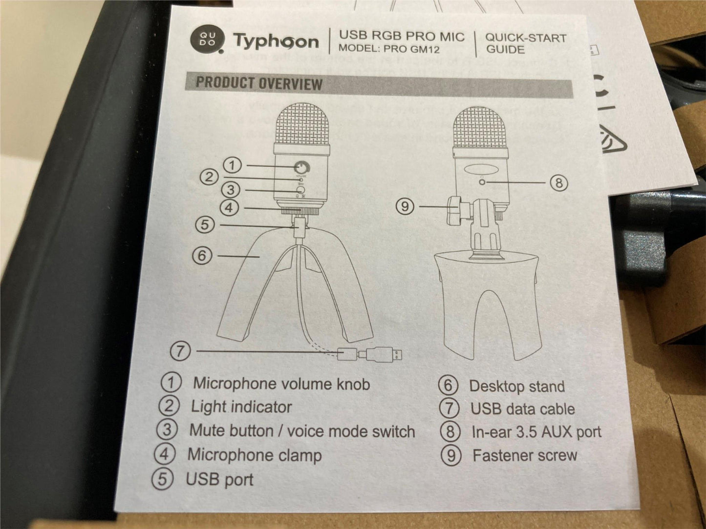 Typhoon Pro Gm12 Usb Powered Gaming Microphone Rgb Effects Black NEW