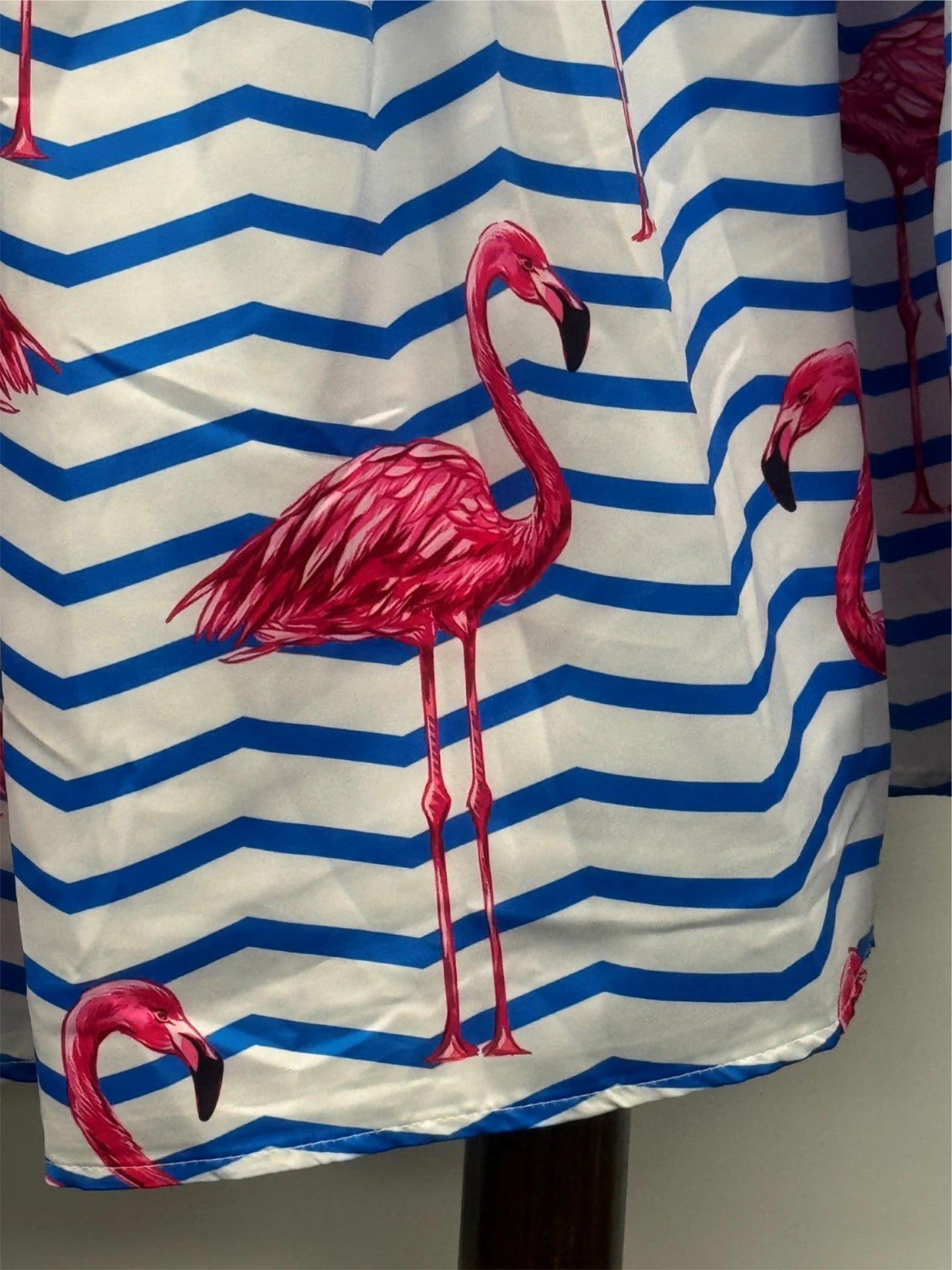 Chicwish Blue Stipe Pink Flamingo Fully Lined A-Line Skirt Size Xxl NEW