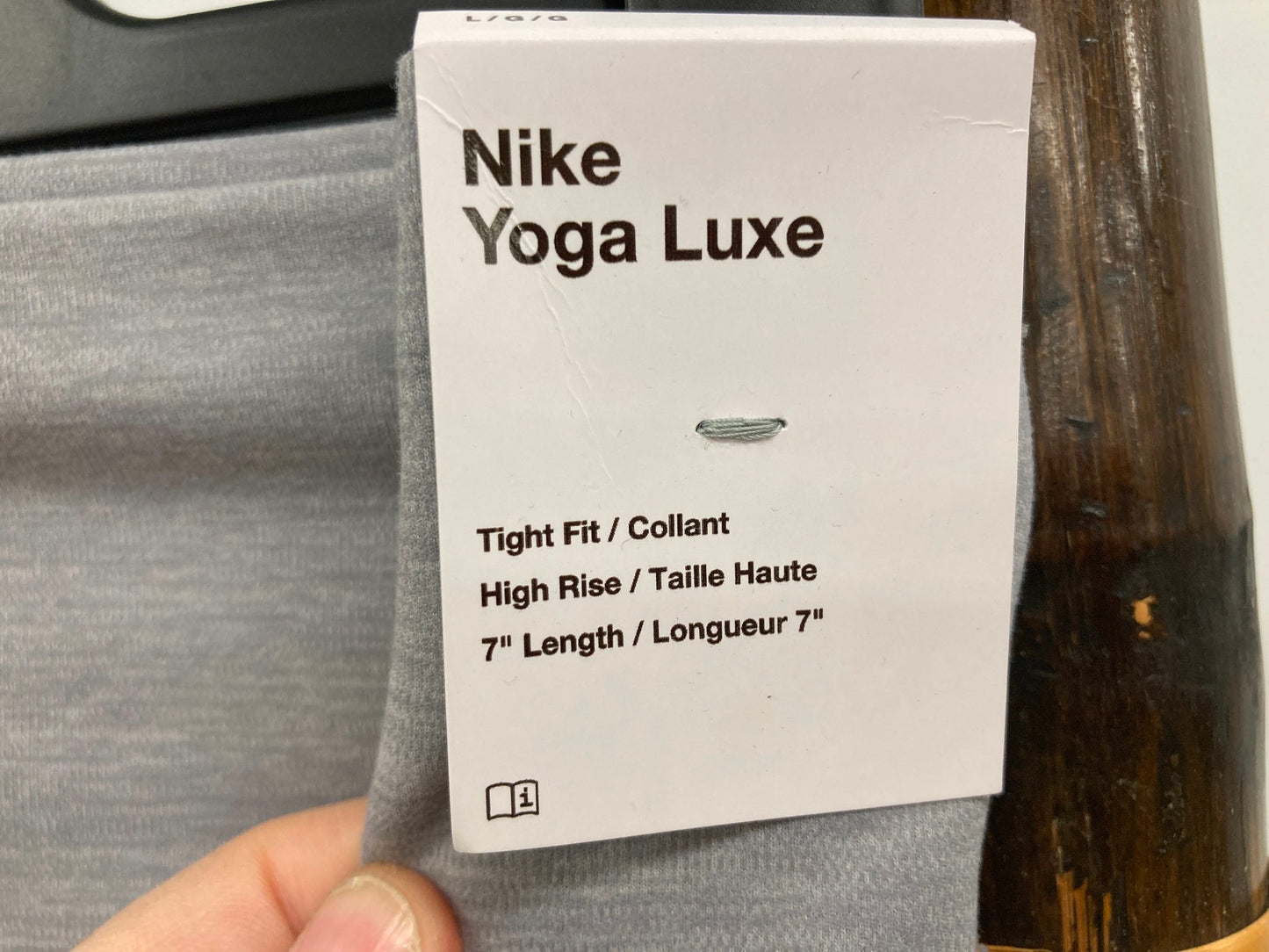 Nike Yoga Luxe Tight Fit High Rise 7" Length Grey Ladies Sz L NEW