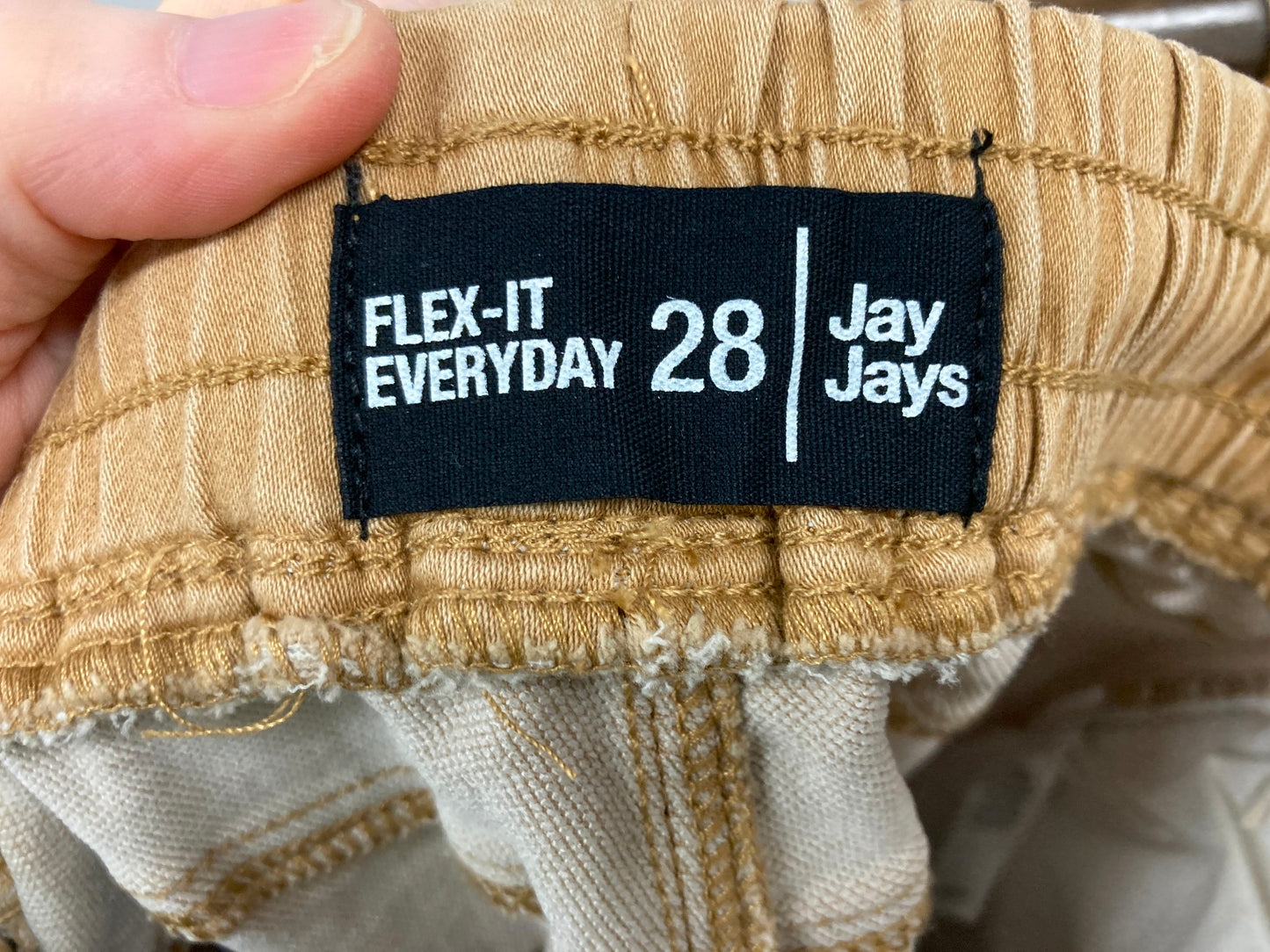 Jay Jays Flex It Everyday Elastic Waist Shorts Light Tan Mens Sz 28 NEW