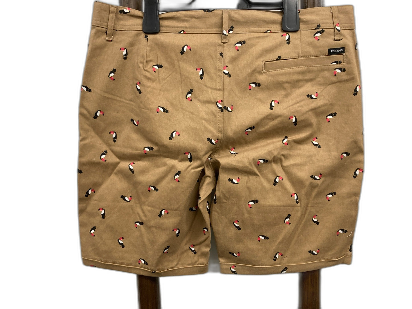 Jay Jays Toucan Design Zip & Button Up Shorts Tan Mens Sz 36 NEW