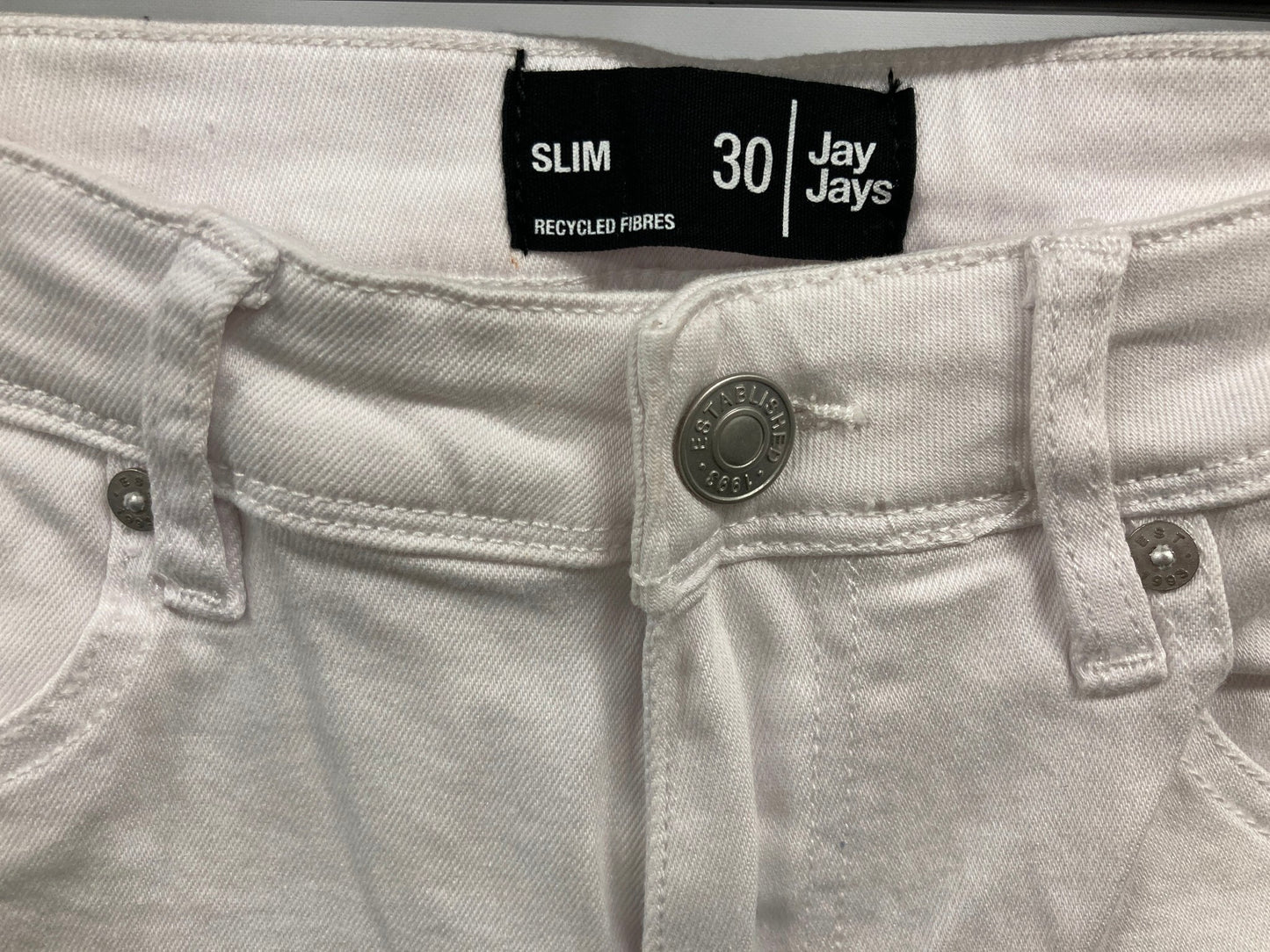 Jay Jays Slim Fit With Design Tears Zip Up Shorts White Mens Sz 30 NEW