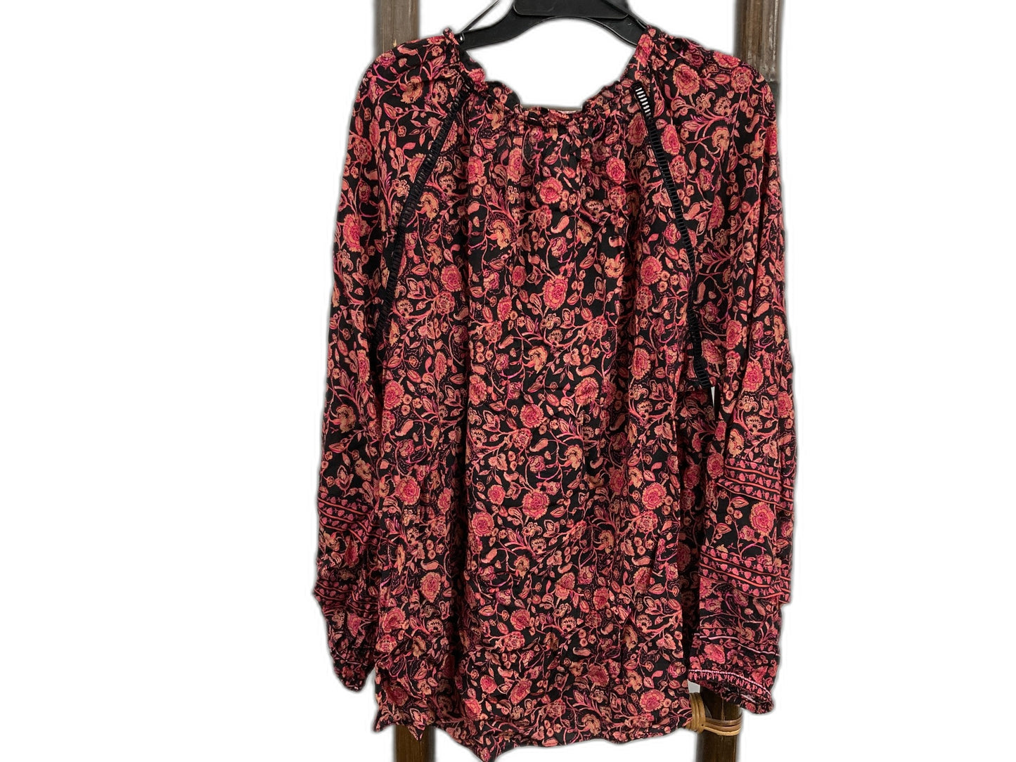 Just Jeans Flowy Floral L/Sleeve Loose Fitting Blouse Red Ladies Sz 14 Rp$50 NEW