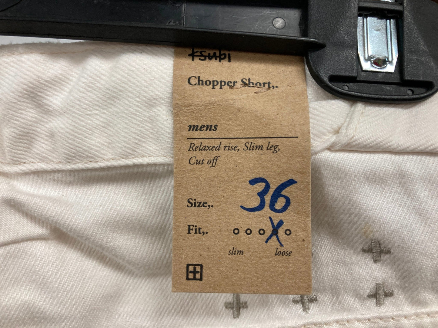 Ksubi Chopper Shorts Relaxed Rise, Slim Leg, Cut Off White Mens Sz 36 Rp$160 NEW