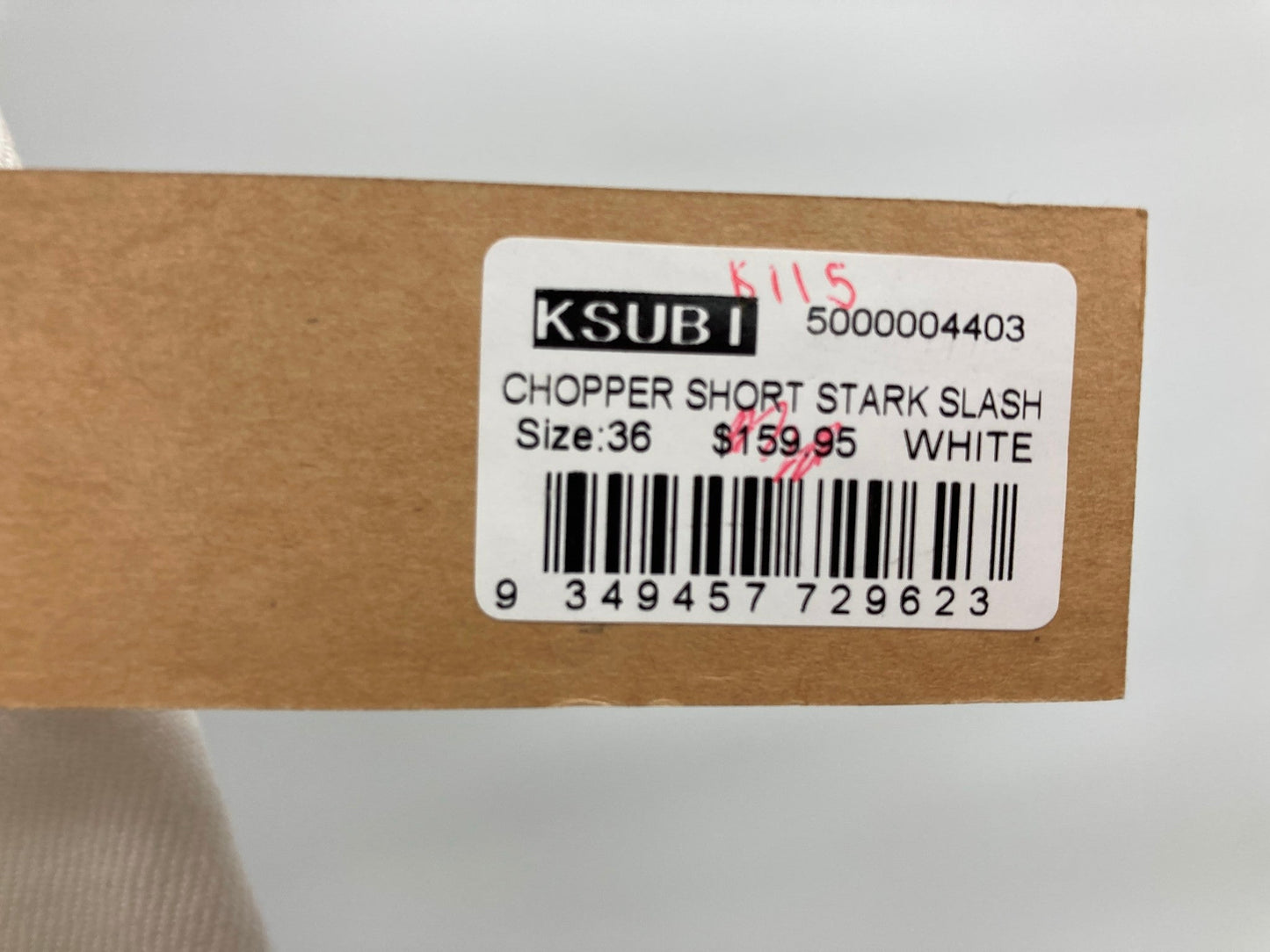 Ksubi Chopper Shorts Relaxed Rise, Slim Leg, Cut Off White Mens Sz 36 Rp$160 NEW