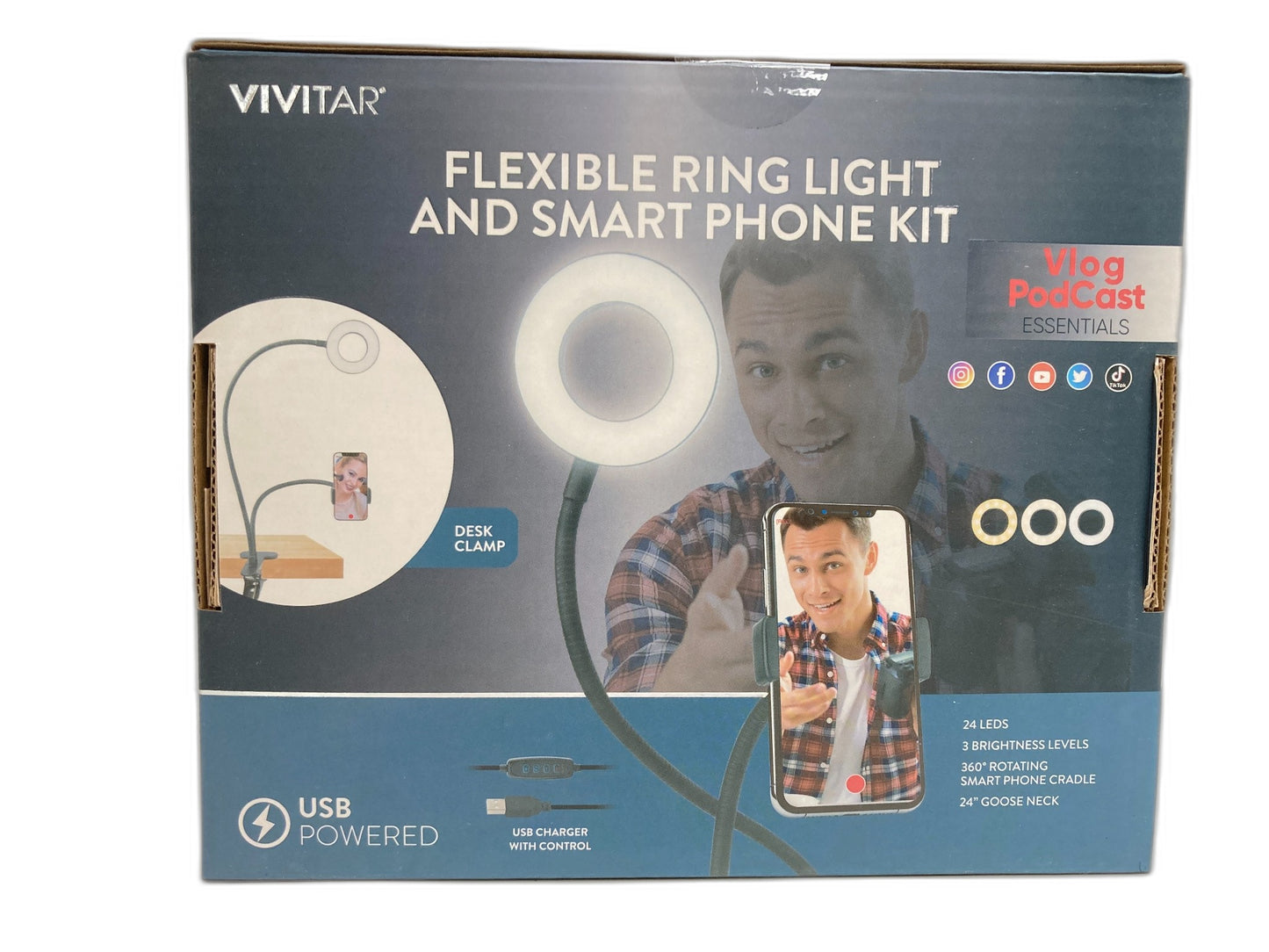 Vivitar Flexible Ring Light & Smart Phone Kit Usb Powered *Sealed NEW