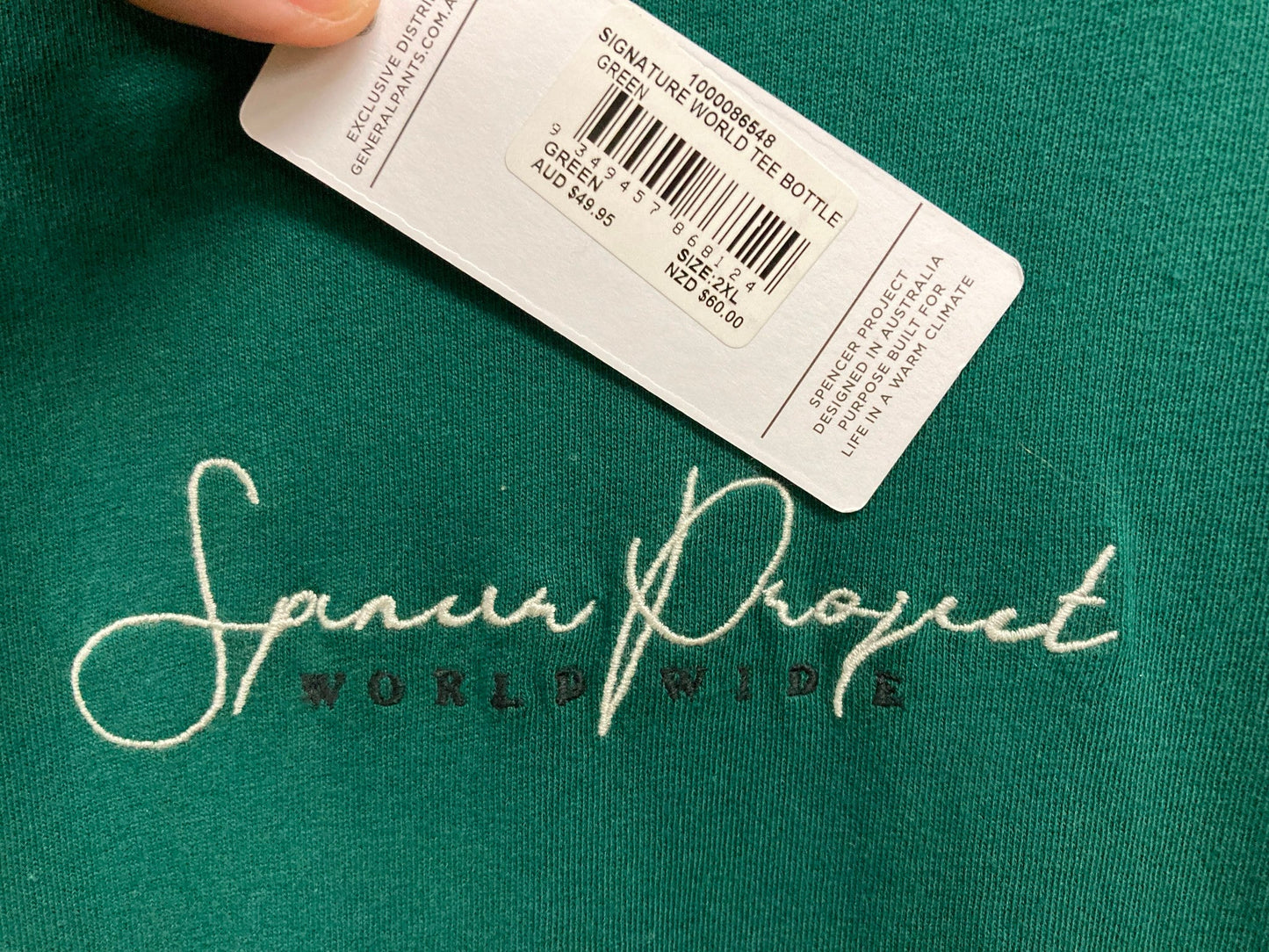 Spencer Project Signature World S/Sleeve T Bottle Green Mens Sz 2Xl NEW