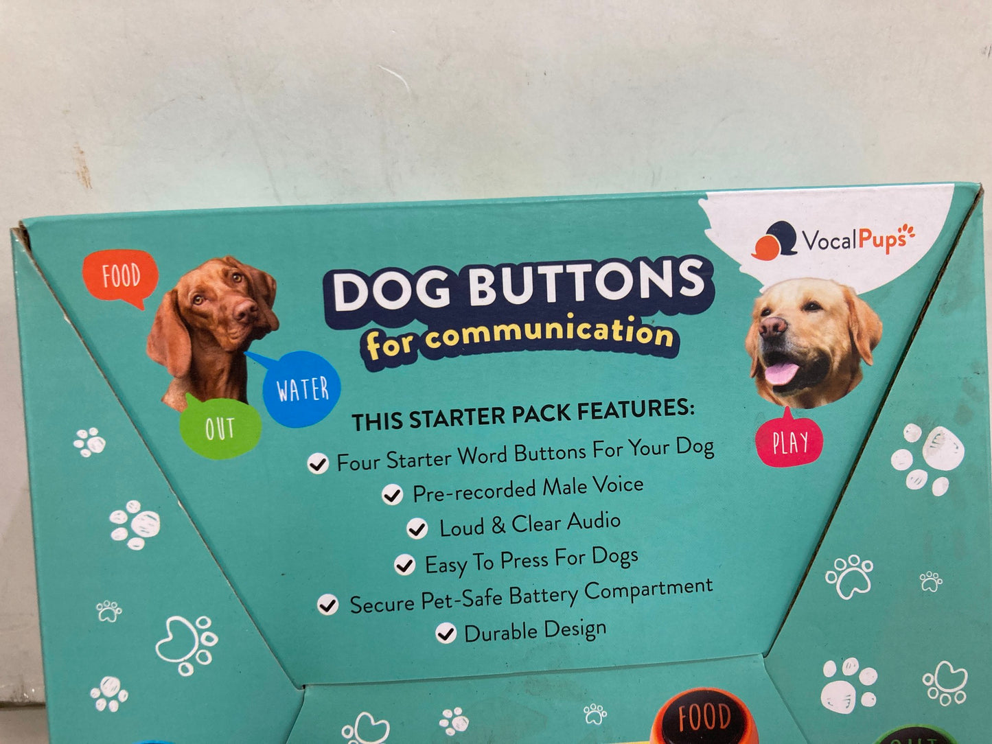 Vocal Pups 4 X Dog Buttons Communication Starter Pack 1 Male Voice NEW