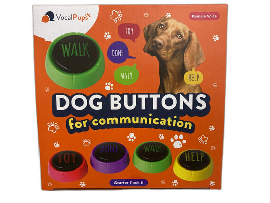 Vocal Pups 4 X Dog Buttons Communication Starter Pack 2 Female Voice NEW