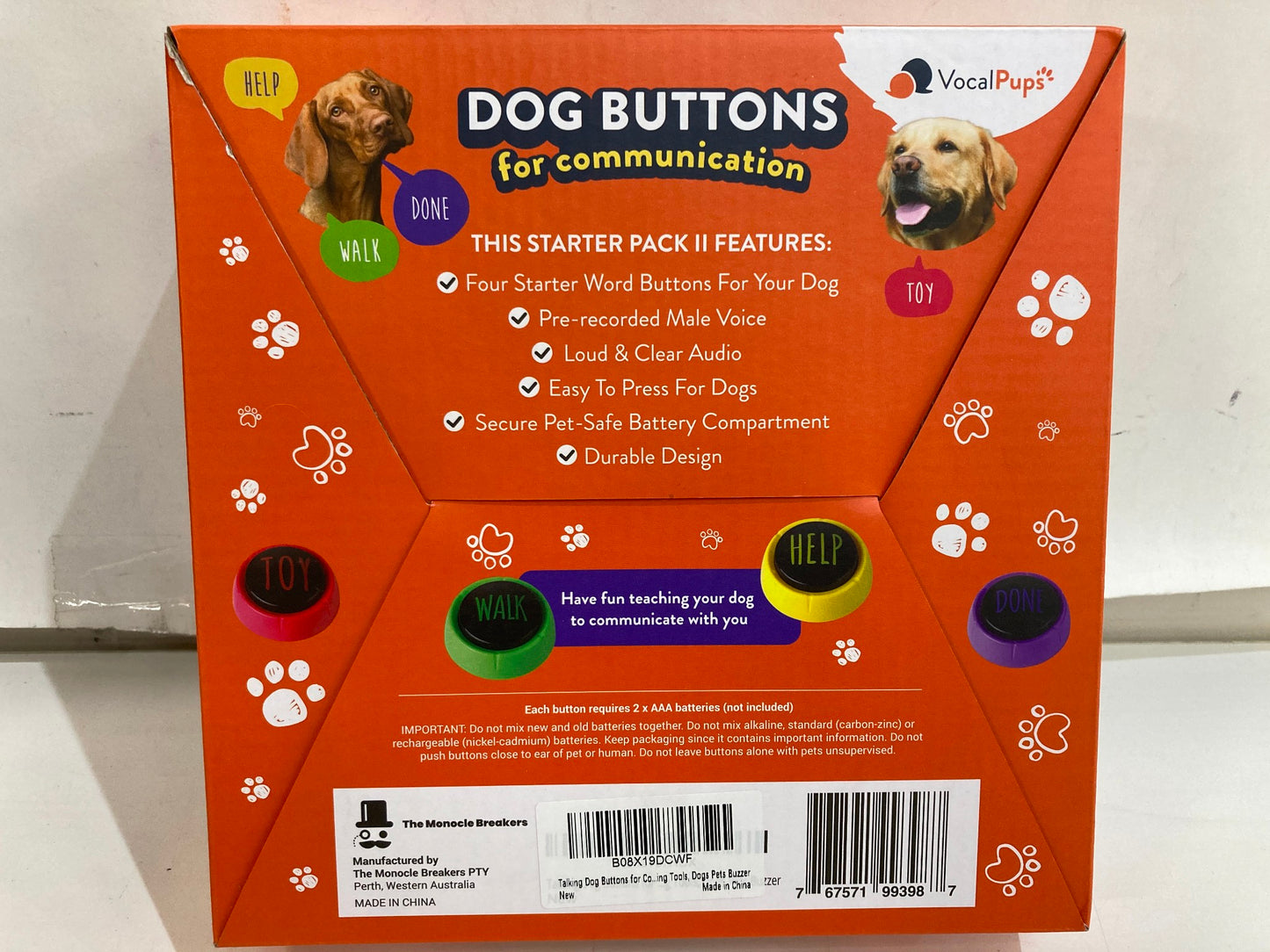 Vocal Pups 4 X Dog Buttons Communication Starter Pack 2 Female Voice NEW