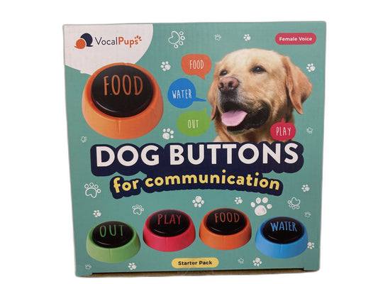 Vocal Pups 4 X Dog Buttons Communication Starter Pack 1 Female Voice NEW