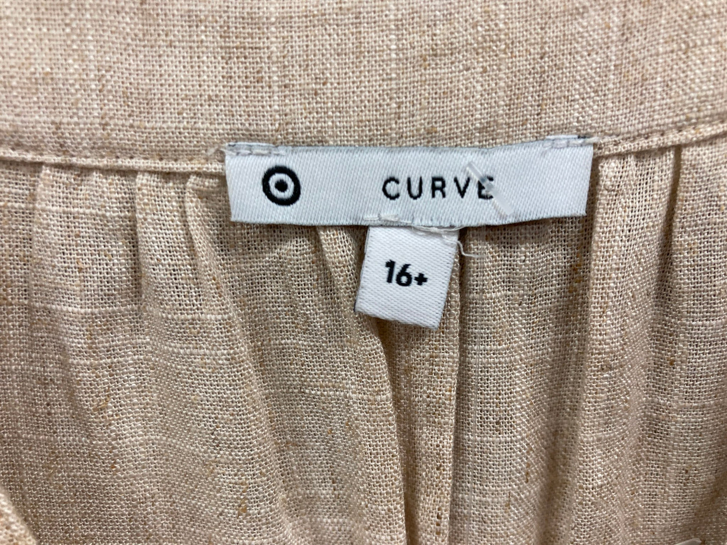 Target Curve Shirred Detail Top Linen Blend Natural Ladies Sz 16+ NEW