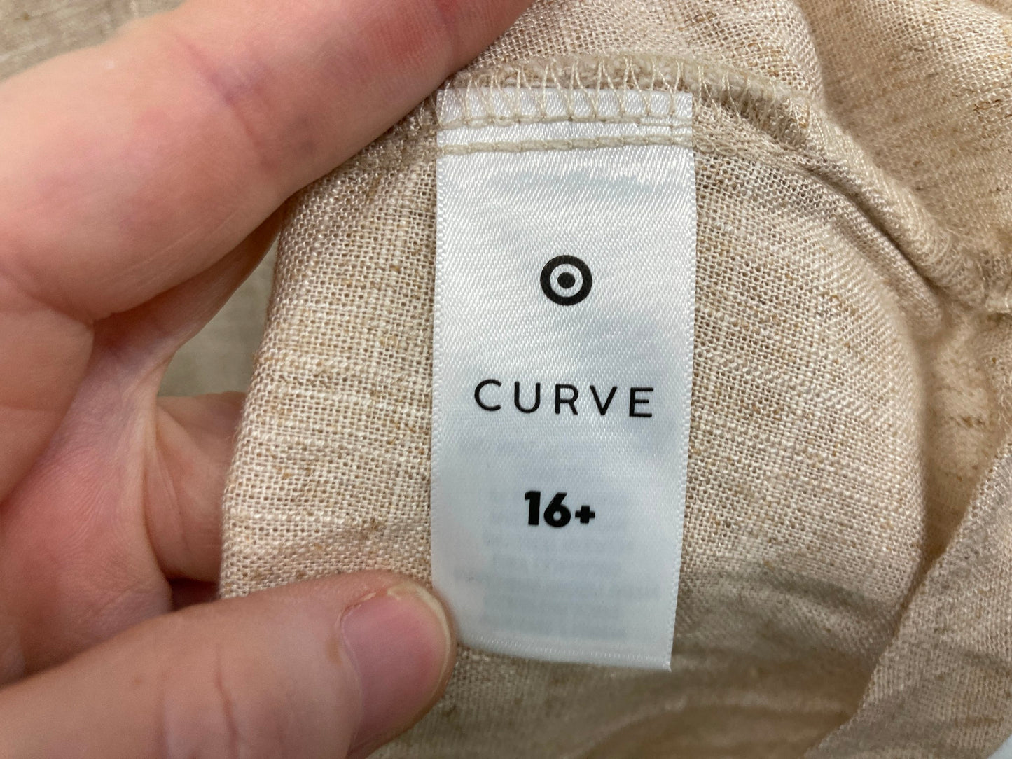 Target Curve Shirred Detail Top Linen Blend Natural Ladies Sz 16+ NEW