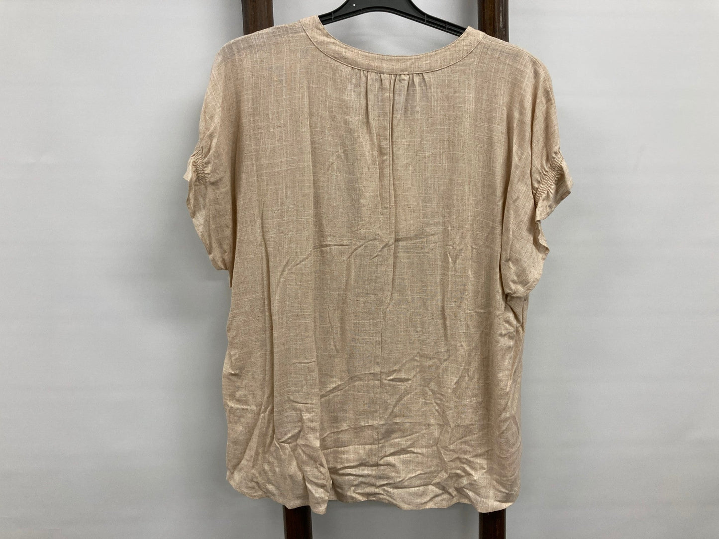 Target Curve Shirred Detail Top Linen Blend Natural Ladies Sz 16+ NEW