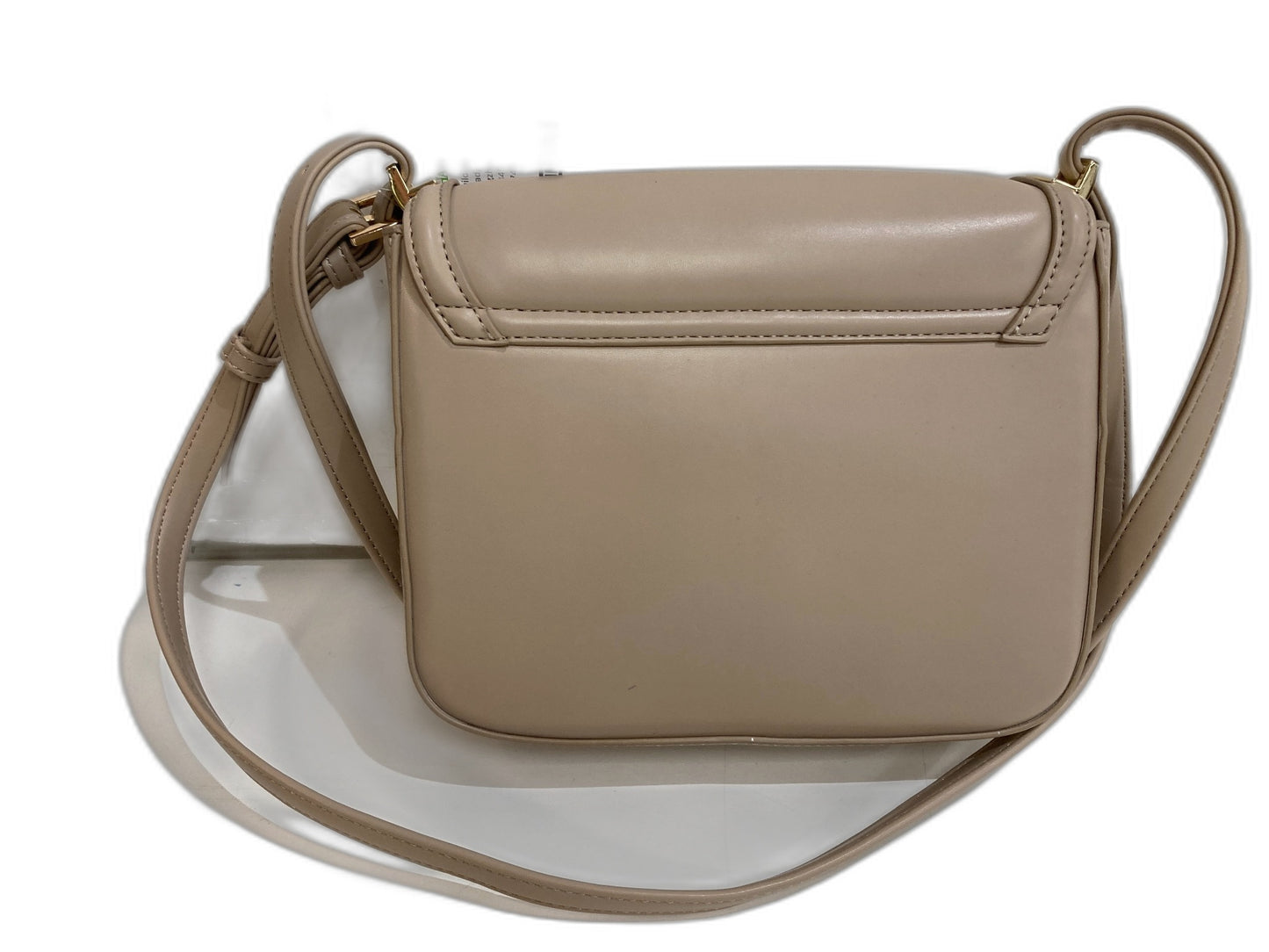 Faux Leather Medium Cross Body Bag Square Neutral Brown NEW