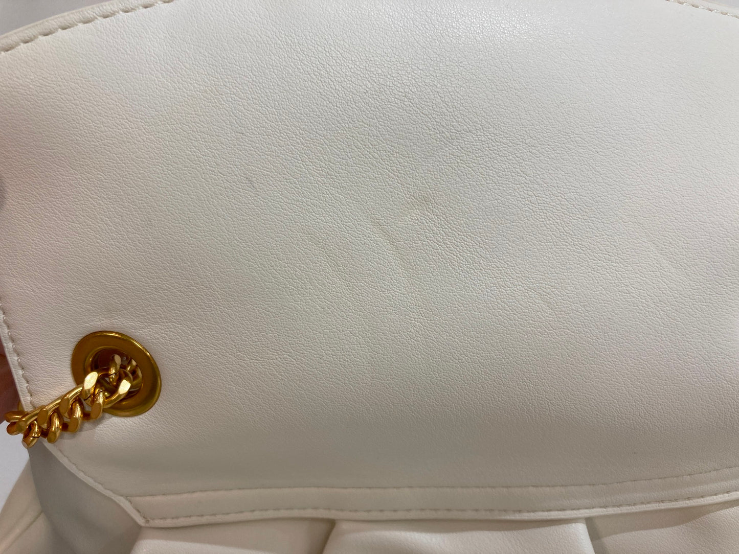 Faux Leather Renata Clutch Bag With Gold-Plated Strap Cream White NEW