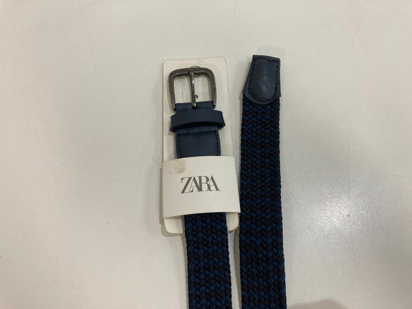 Zara Woven Pattern Grey Buckle Navy Boys Belt 4-5 Years Old NEW