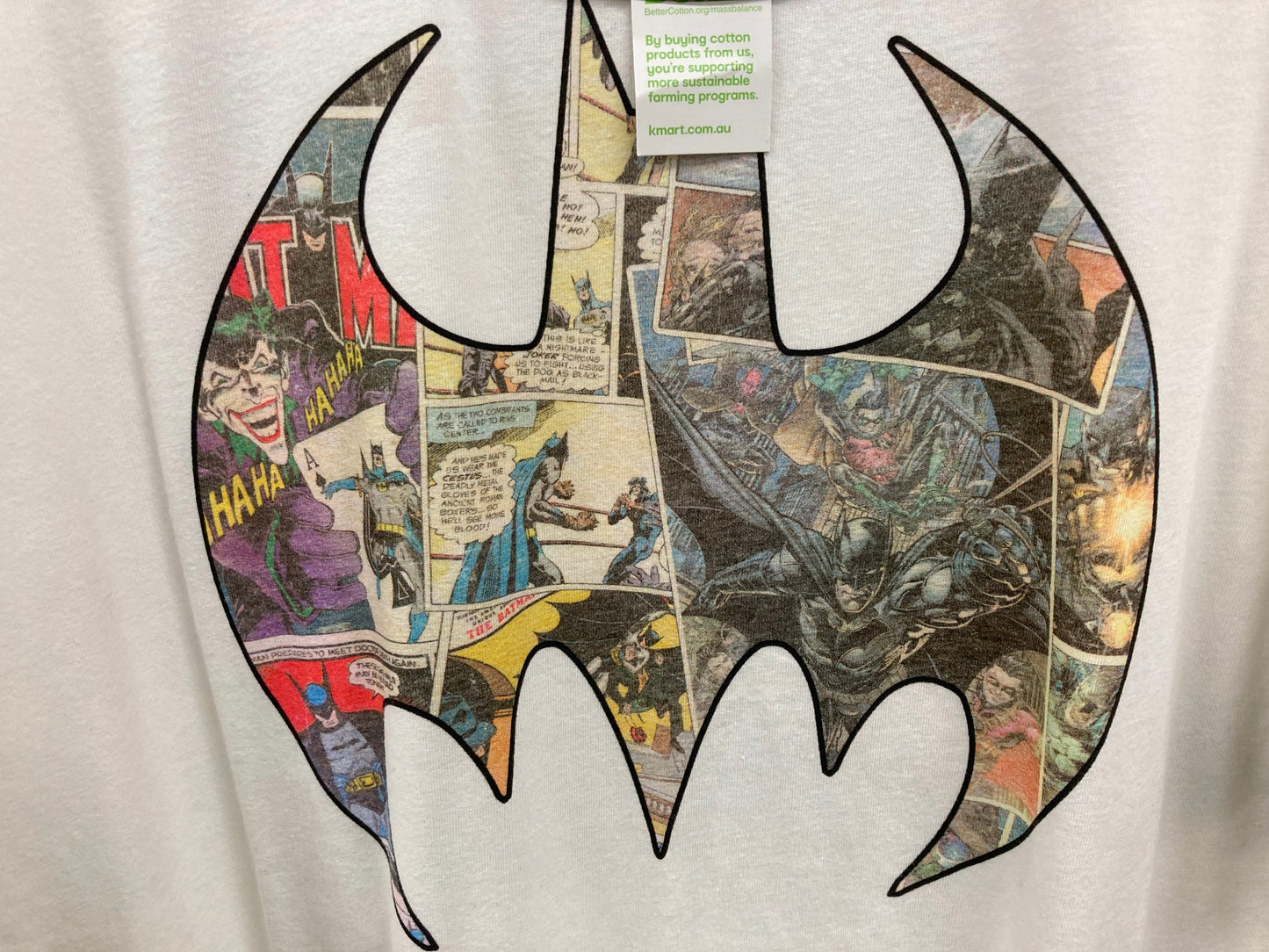 Dc Batman S/Sleeve Bat Logo Tee T-Shirt Blanc White Mens Sz L  NEW