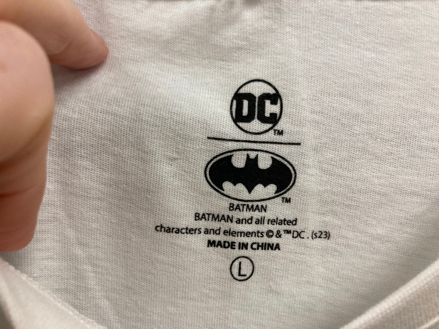 Dc Batman S/Sleeve Bat Logo Tee T-Shirt Blanc White Mens Sz L  NEW