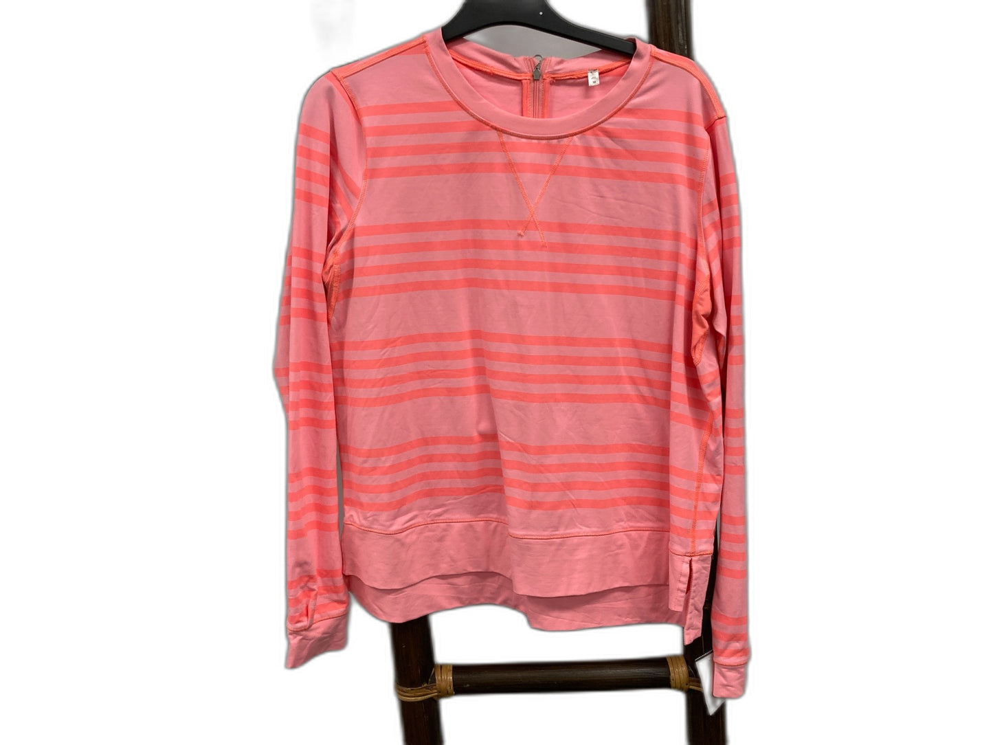 Lululemon L/S Back Zip Striped Training Top Pink/Orange Ladies Sz 10 NEW