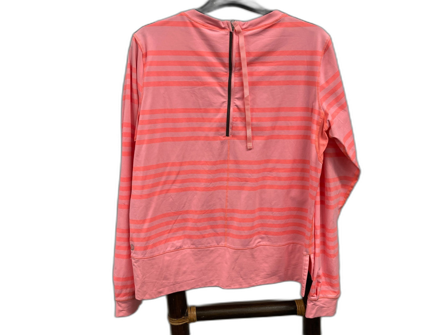 Lululemon L/S Back Zip Striped Training Top Pink/Orange Ladies Sz 10 NEW