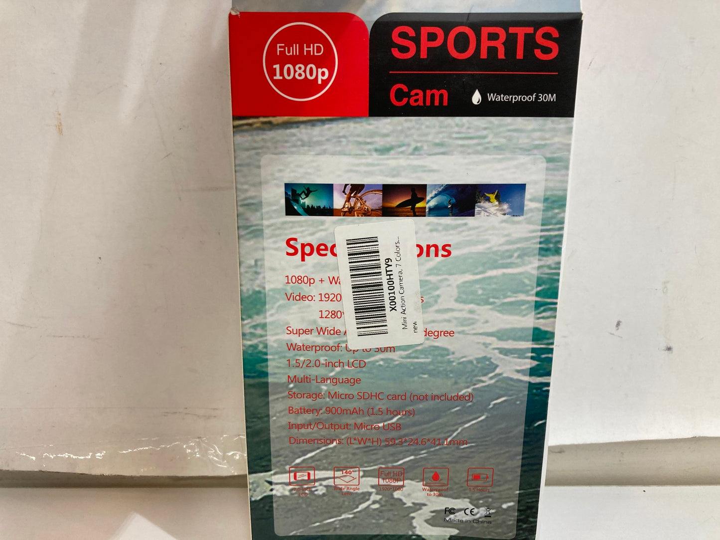 Sports Cam Action 1080P 2.0 Inch Screen 30M W/Proof Blue *Inbox NEW