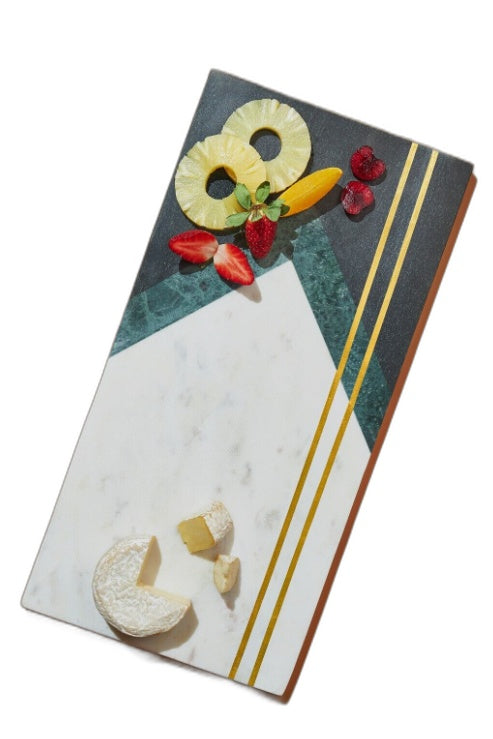 Gauri Kohli Handcrafted Moldova Marble Serving Board 46 X 23Cm NEW