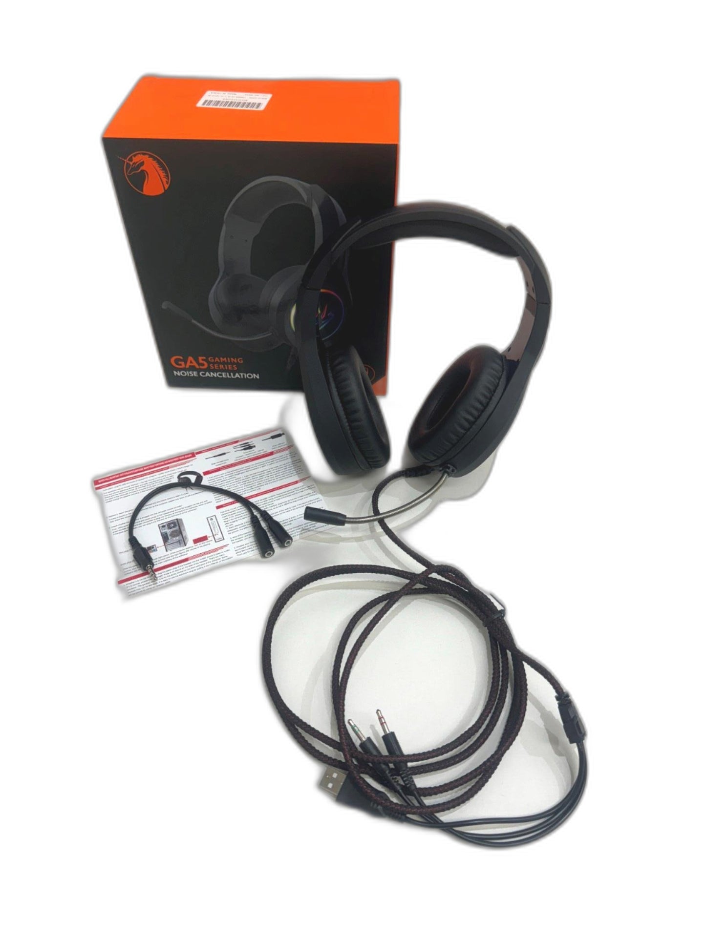 Ga5 Gaming Series Noise Cancellation Wired Headphones W/Microphone NEW