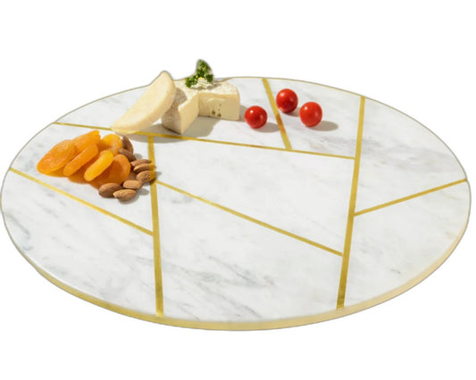 Gauri Kohli Handcrafted Infinia Marble Lazy Susan 16" NEW