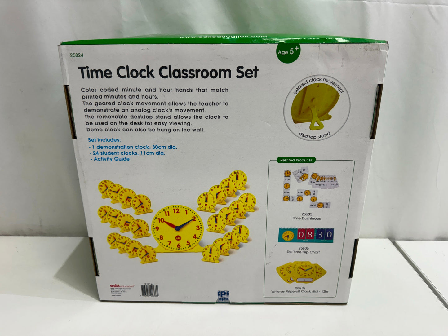 Edx Education Teach Me Time 25Pce Clock Classroom Set -Yellow NEW