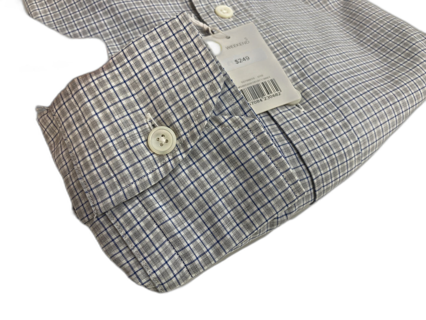 Thomas Pink Weekend Tailored Shirt Grey/Blue Check Men Sz S NEW