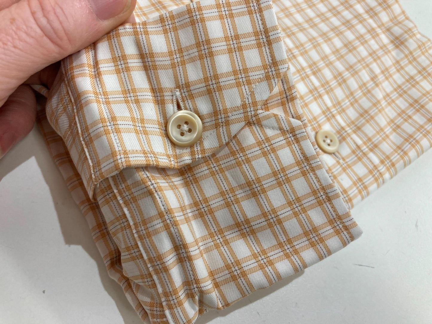 Thomas Pink Weekend 100% Cotton Shirt Caramel White Check Men Sz S NEW