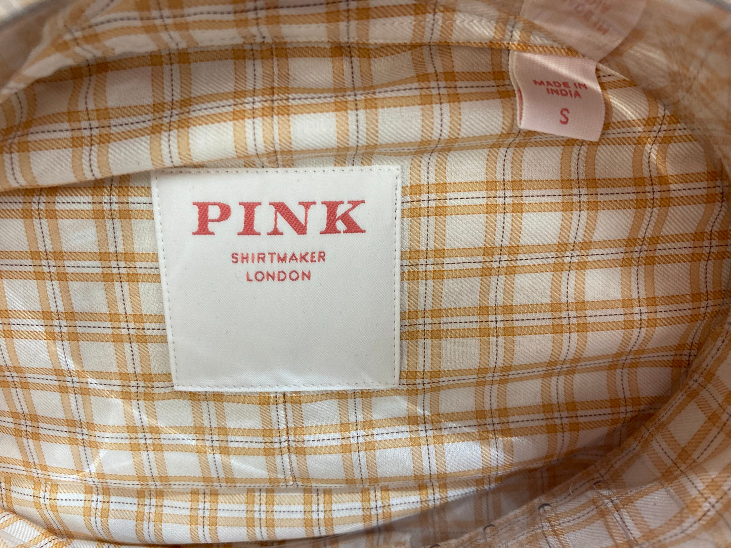 Thomas Pink Weekend 100% Cotton Shirt Caramel White Check Men Sz S NEW