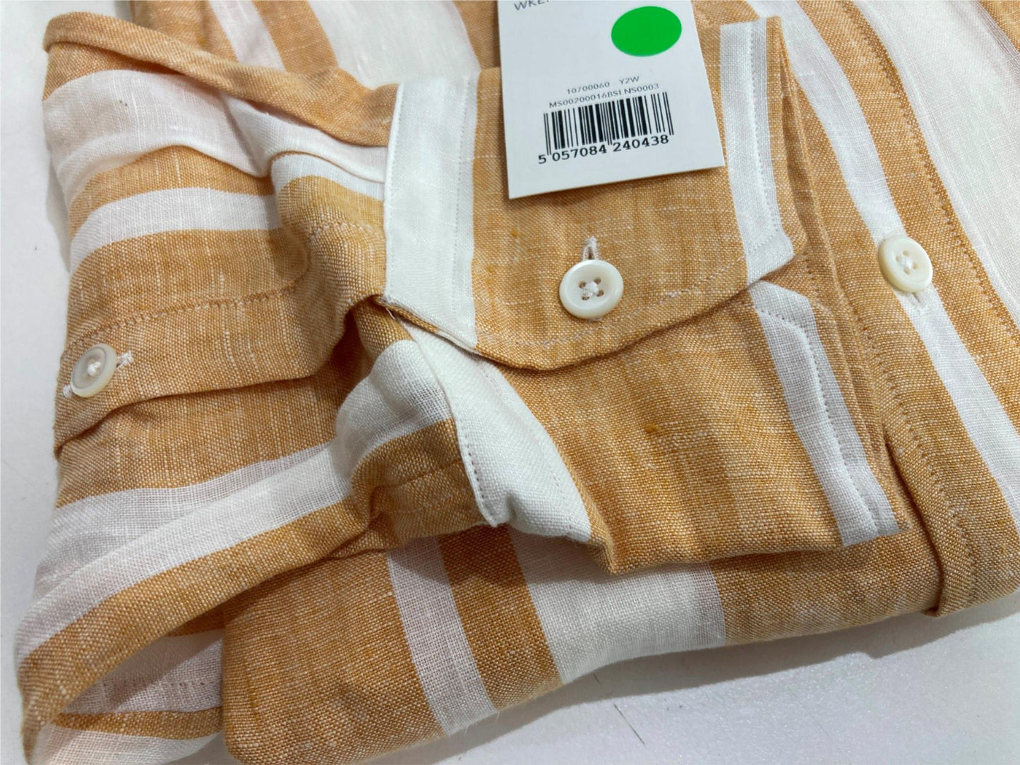 Thomas Pink Weekend Linen Shirt Sand / White Stripes Men Sz S NEW