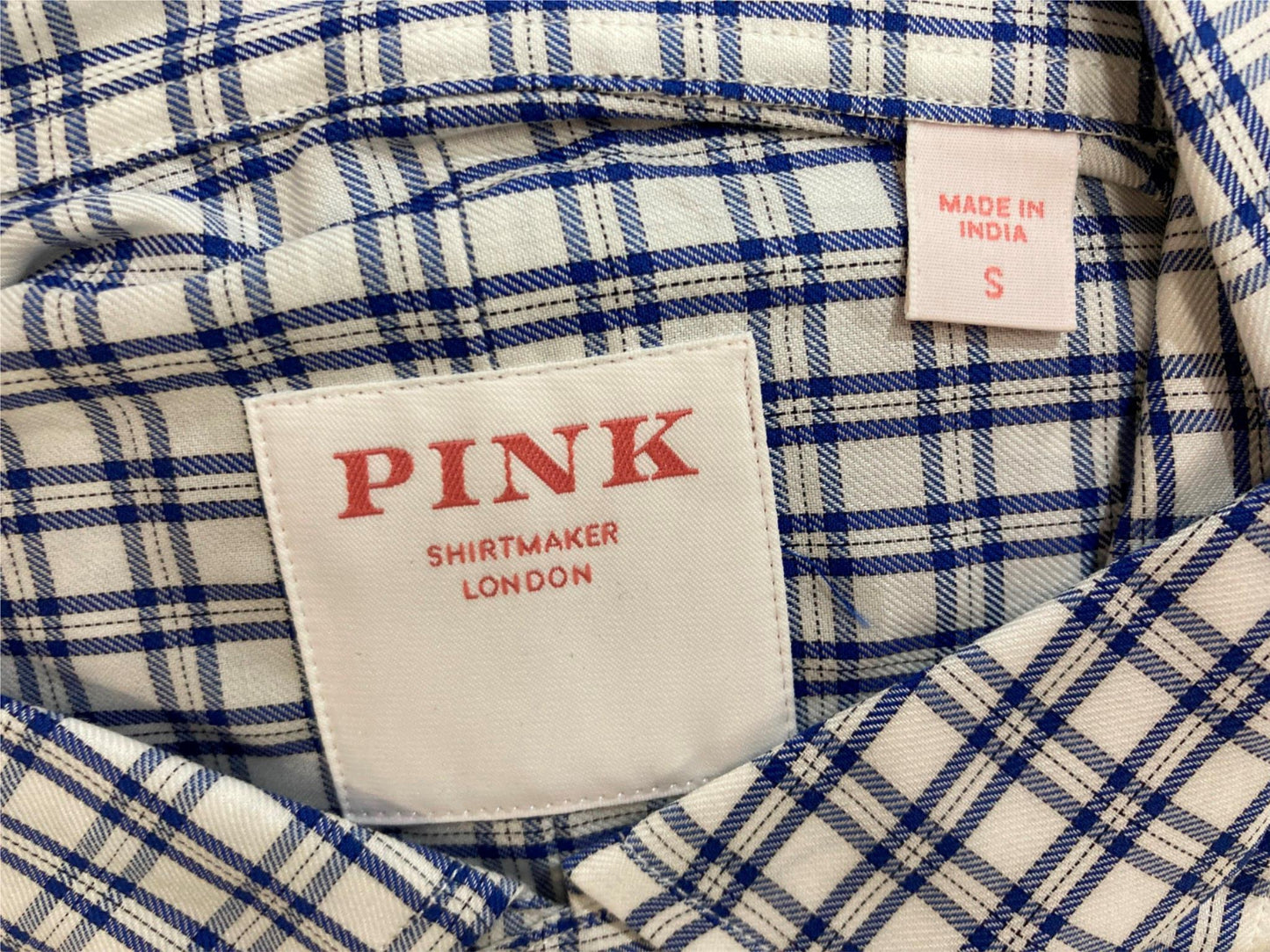 Thomas Pink Weekend 100% Cotton Shirt Blue Small Checks Men Sz S NEW