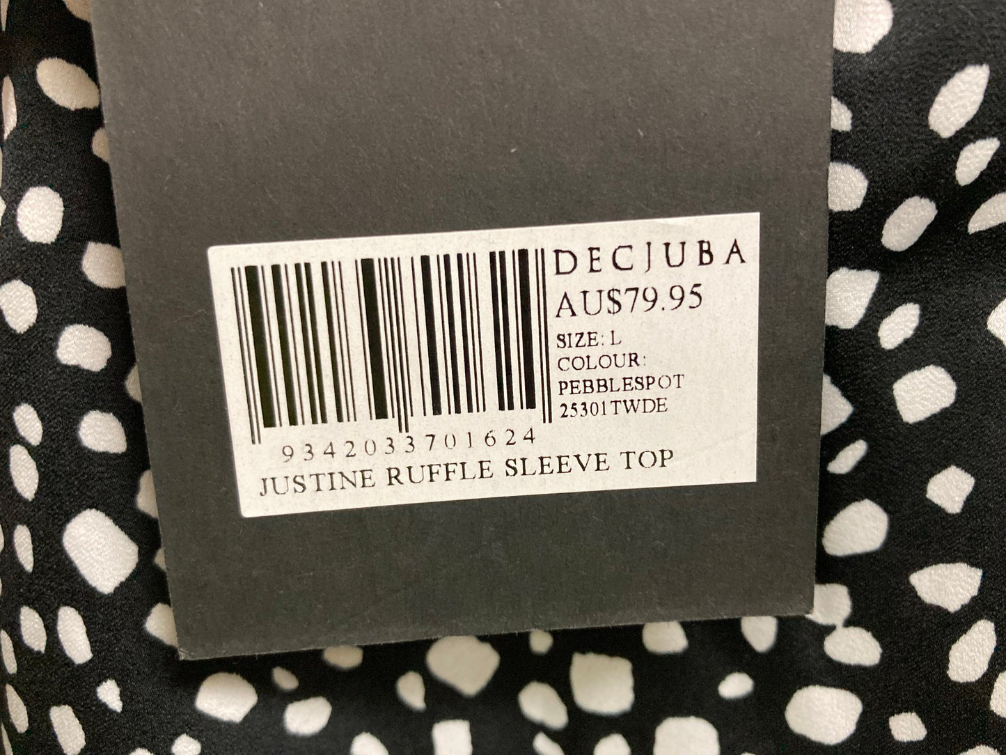 Decjuba Justine Ruffle Sleeve Top Blouse Pebblespot Ladies Sz L NEW